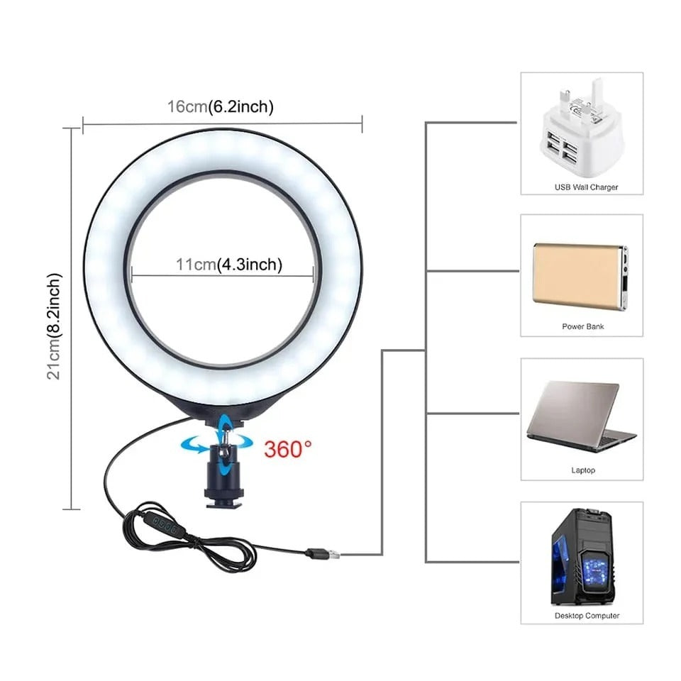 Aro de Luz de 16 cm Profesional con Tríp